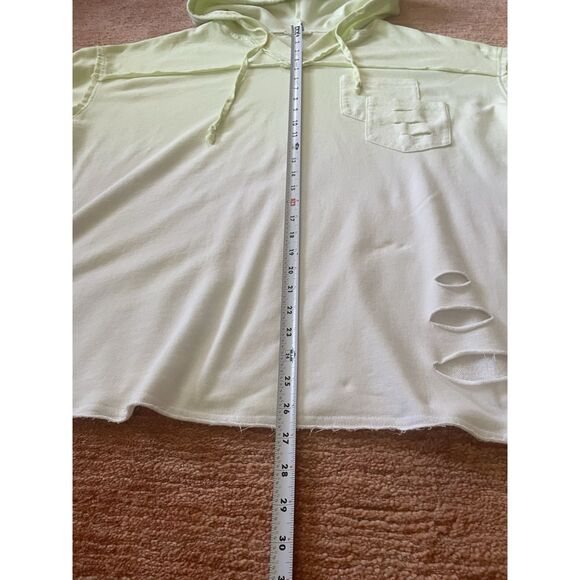 Easel Los Angeles Acid Green Ombre Distressed Hoodie Tee Unisex Size M - Picture 5 of 6